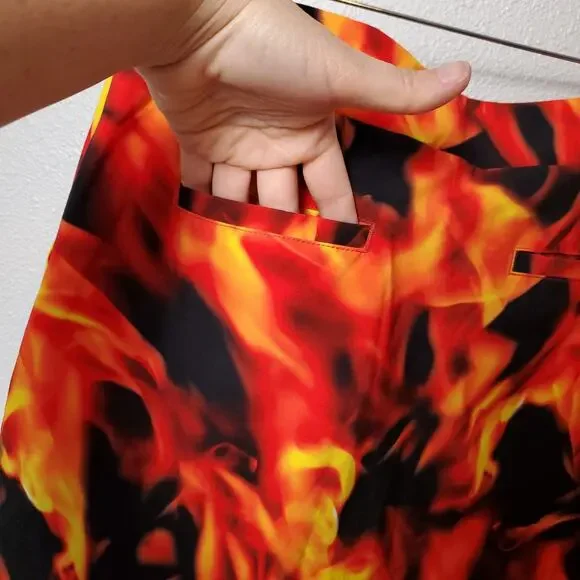LOUDMOUTH Fire Flames Print Tennis Gold Skort Skirt